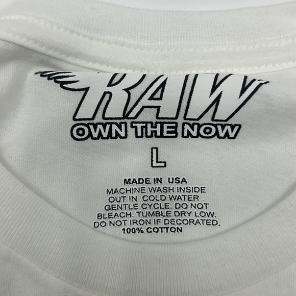 NWT RAW OWN THE NOW LEGEND NIPSEY HUSSLE MENS S WHITE GRAPHIC PATCH  T-SHIRT - Picture 8 of 11